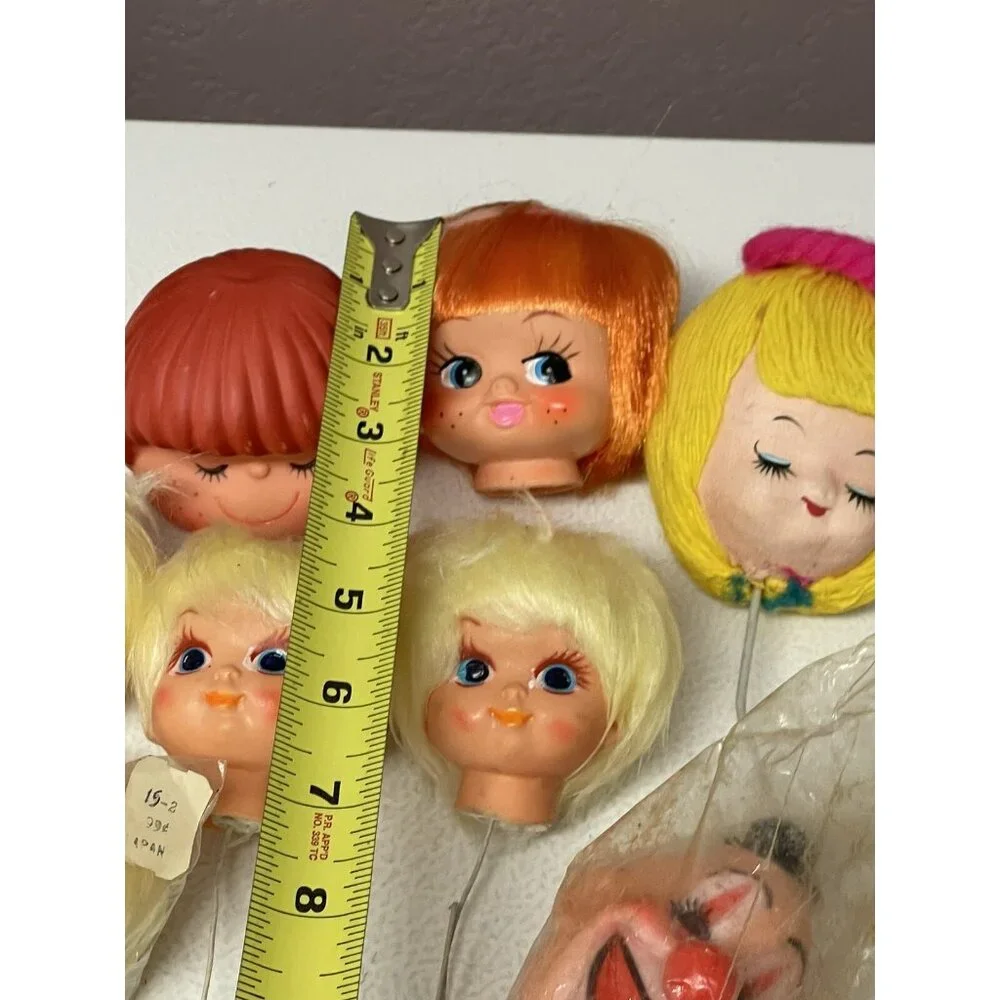 Vintage Doll HEADS Japan Korea Mixed Lot Boy Girls Clown Crafting